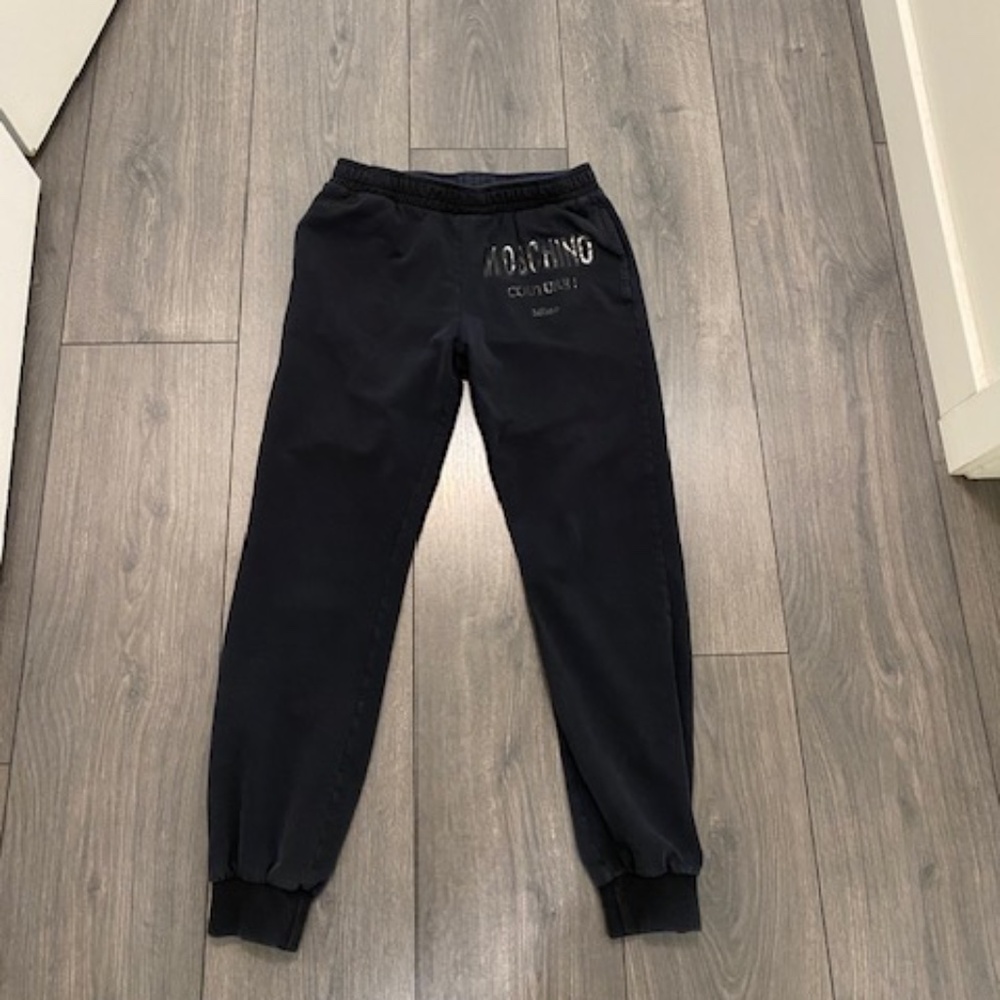 Moschino Teen Black Raised Logo Milano Joggers Size 12yo